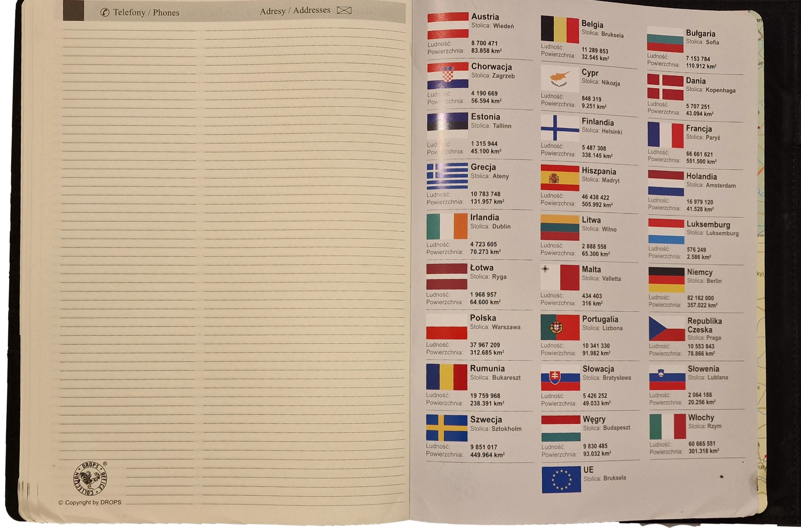 Kalendarz książkowy dzienny zbliżony do A4, kolekcja Cambridge niebieski wymienny wkład 2026 dzienny Drops Office - obrazek 13